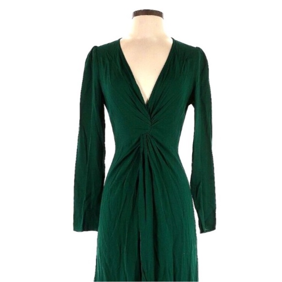 Reformation Gatsby Dress emerald dark green Size 2 deep v neck - Picture 8 of 12